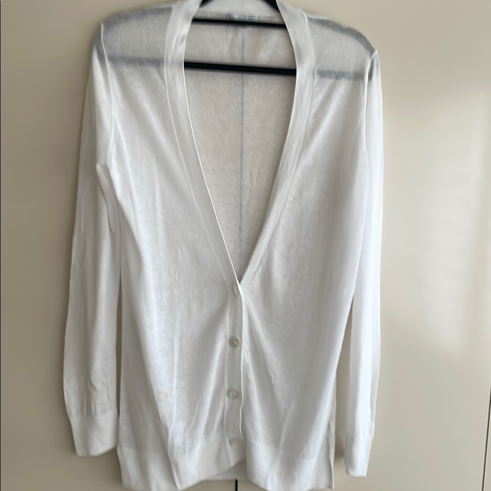 Gap white cotton blend light weight cardigan size large